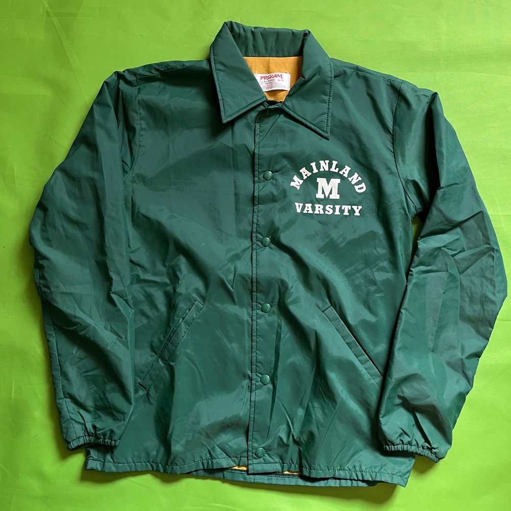 Vintage Rennoc Pro-Am Mainland Varsity Coaches Jacket Green Mens Small Nylon